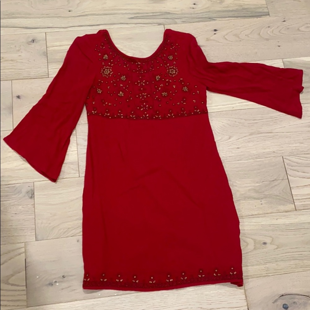 Red, detailed dress from Altar’d State